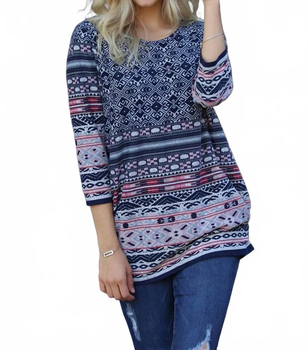 NEW NOSTALGIA women's tunic top in blue